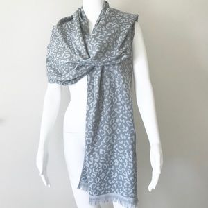 Grey Leopard Reversible XL Shawl Wrap Scarf NWOT